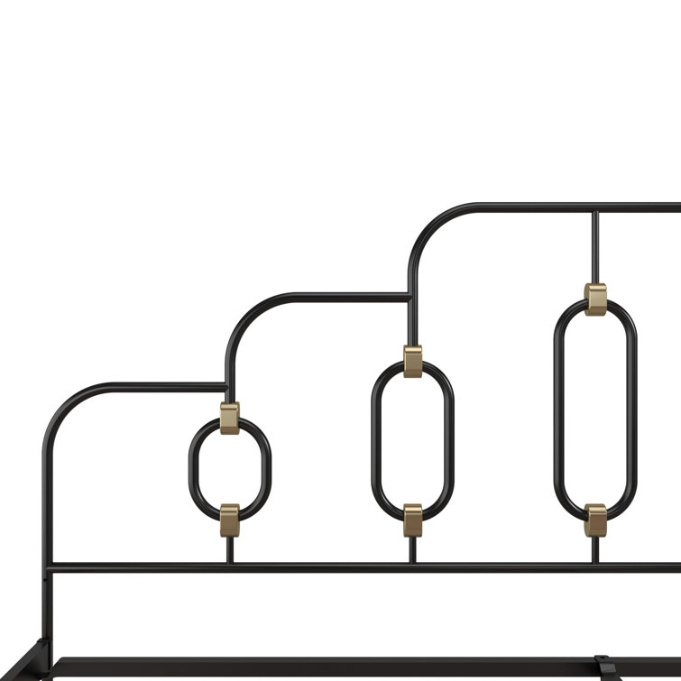 Olivia Twin Black and Gold Metal Bed Frame with Headboard