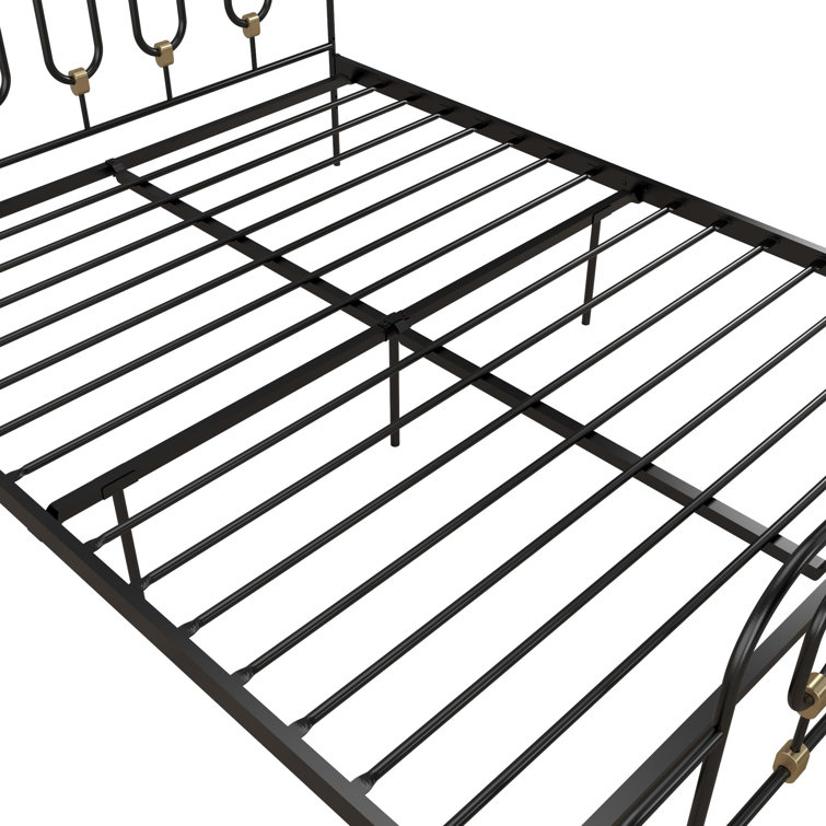 Olivia Twin Black and Gold Metal Bed Frame with Headboard