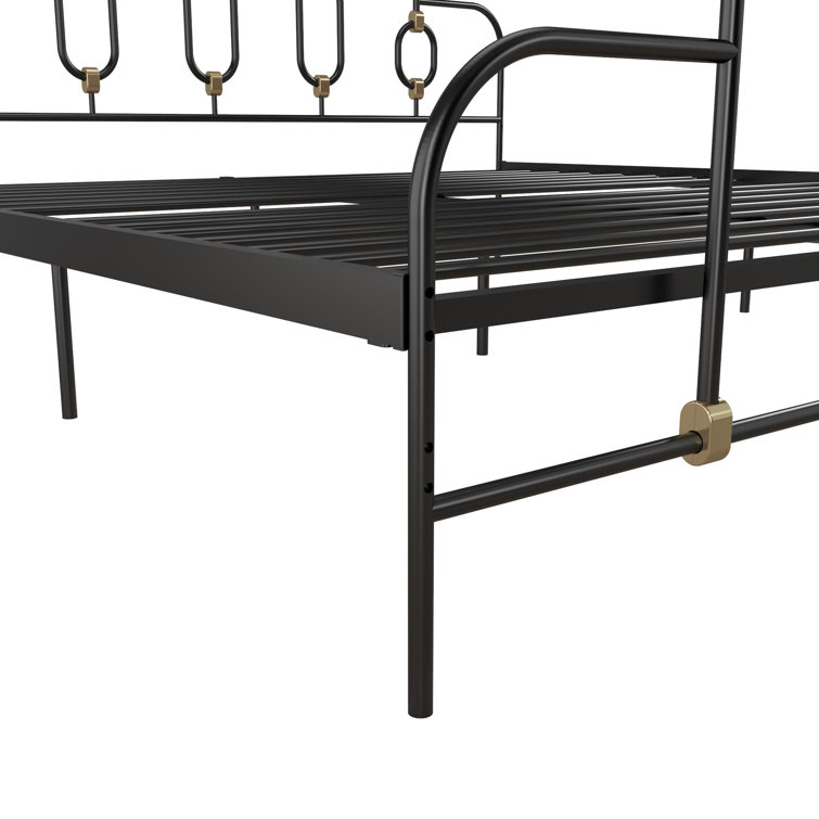 Olivia Twin Black and Gold Metal Bed Frame with Headboard