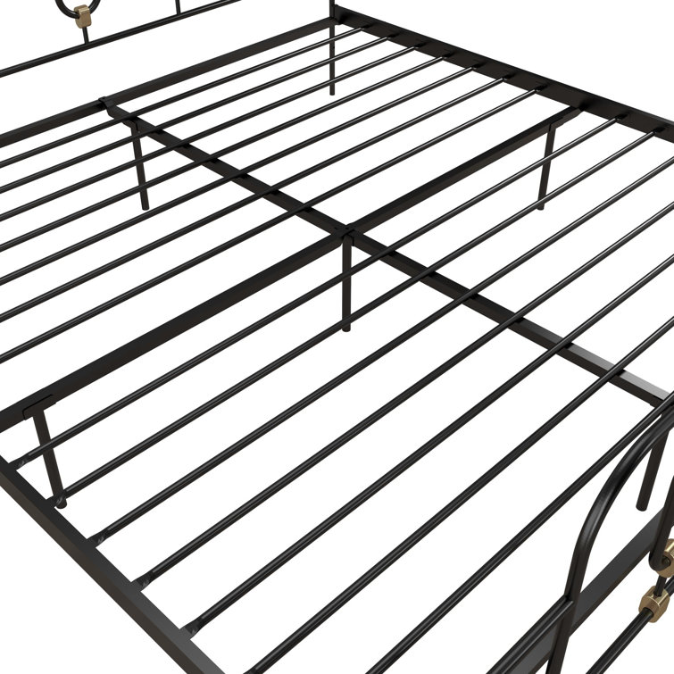 Olivia Twin Black and Gold Metal Bed Frame with Headboard