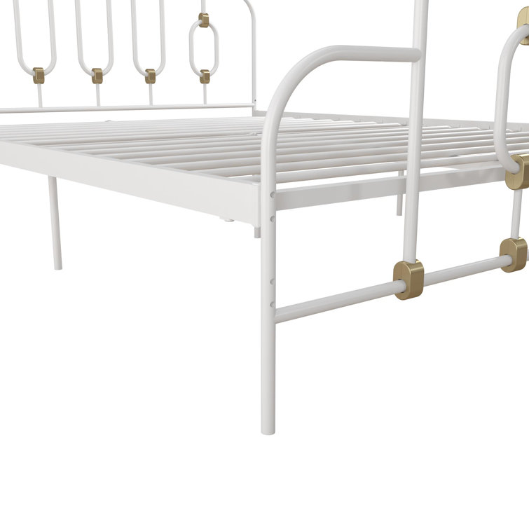 Olivia Twin Black and Gold Metal Bed Frame with Headboard