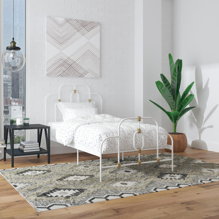 Olivia Twin Black and Gold Metal Bed Frame with Headboard