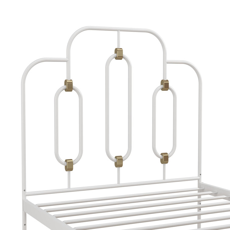 Olivia Twin Black and Gold Metal Bed Frame with Headboard