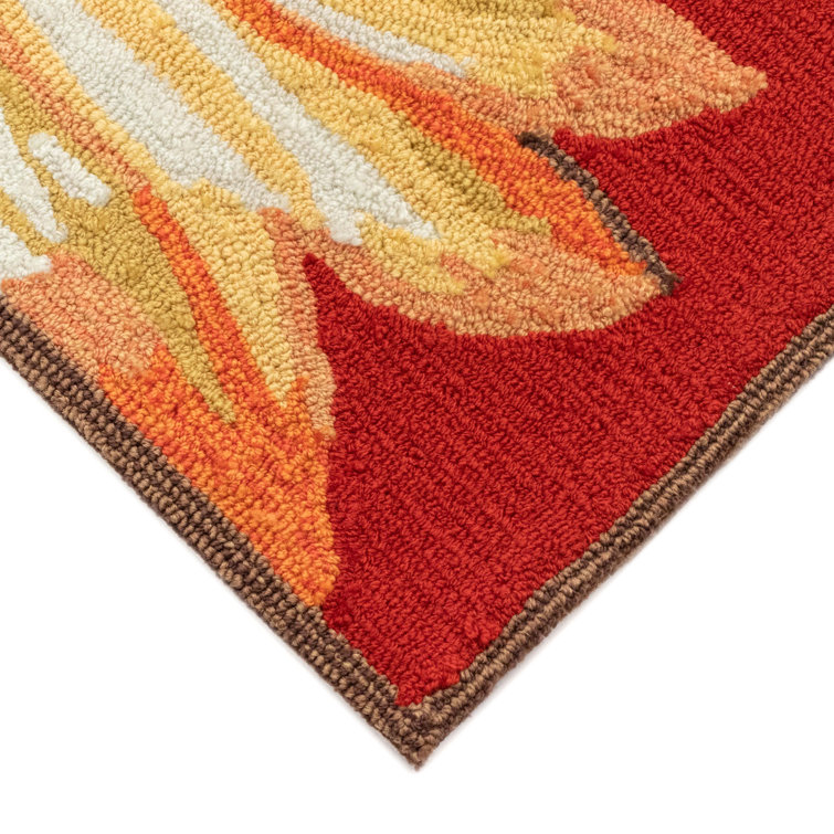 Sunflower Bliss Red Synthetic 31" Rectangular Indoor/Outdoor Rug