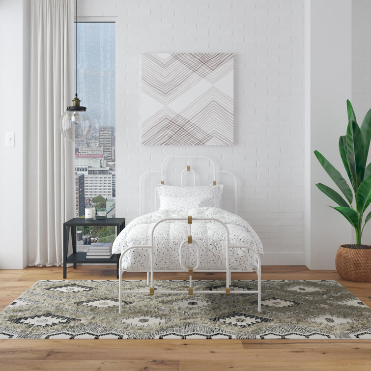 Olivia Twin Black and Gold Metal Bed Frame with Headboard