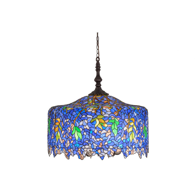 Meyda 30" Bronze Wisteria Art Glass Drum Chandelier - Indoor/Outdoor