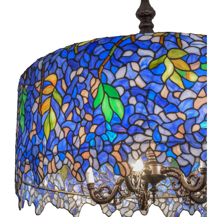 Meyda 30" Bronze Wisteria Art Glass Drum Chandelier - Indoor/Outdoor