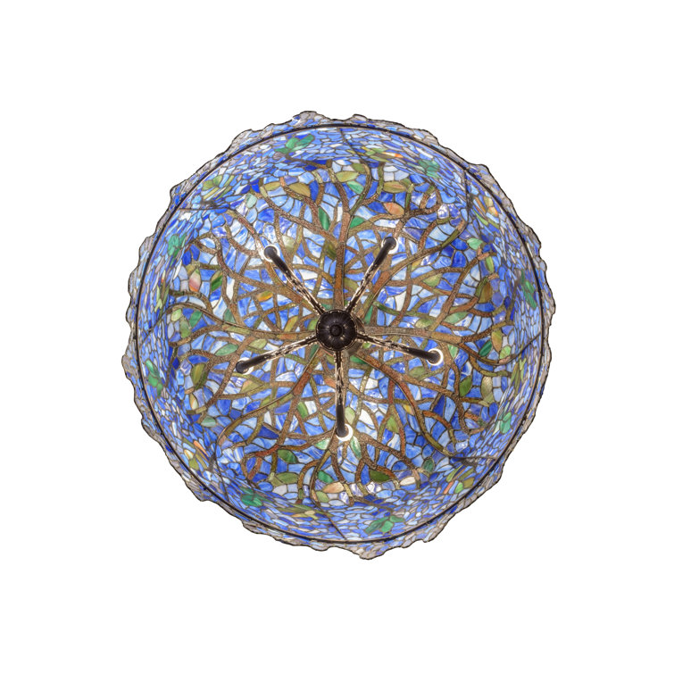 Meyda 30" Bronze Wisteria Art Glass Drum Chandelier - Indoor/Outdoor