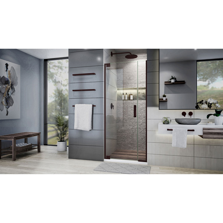Elegance Plus Oil Rubbed Bronze Frameless Pivot Shower Door with Clear Glass