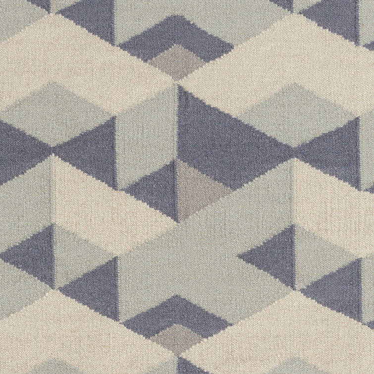 Handwoven Geometric Gray Wool 5' x 7' Area Rug