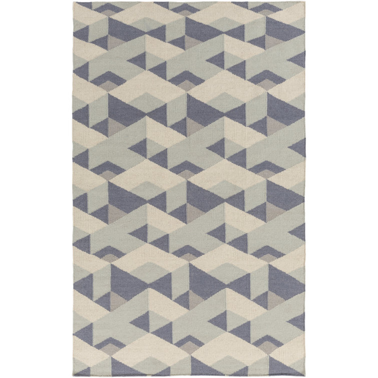 Handwoven Geometric Gray Wool 5' x 7' Area Rug