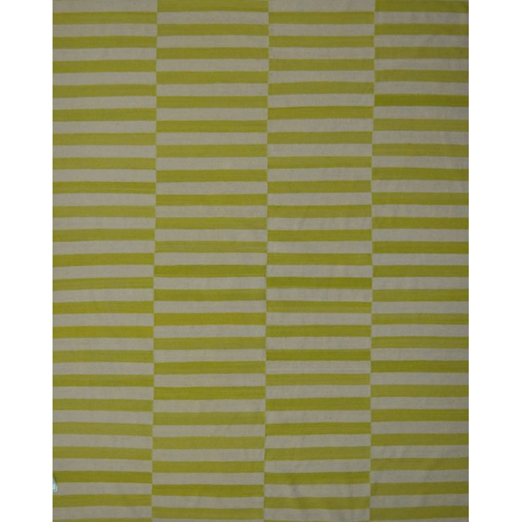 Handmade Reversible Yellow and Beige Wool Area Rug