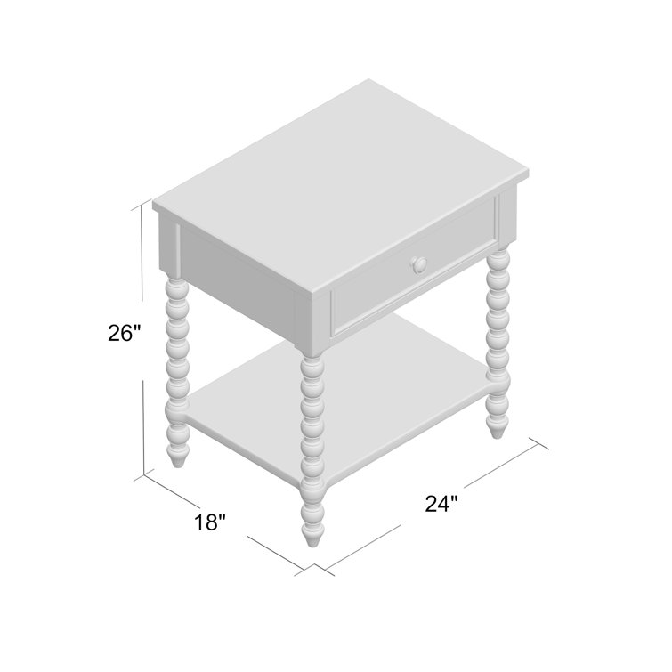 Natural Elegance Whitewash Wood Nightstand with Turned Legs