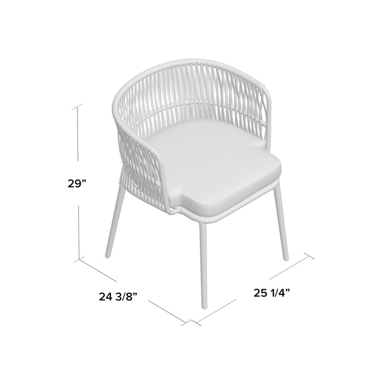 Gray Rope and Aluminum Outdoor Dining Chair with Cushions