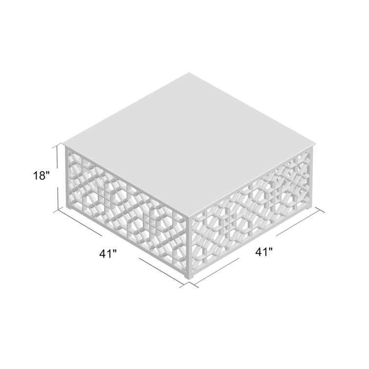 Elegant Square Marble Fret Cocktail Table with Intricate Jali Work