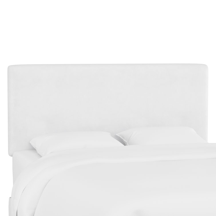 Classic White Velvet Upholstered Queen Headboard