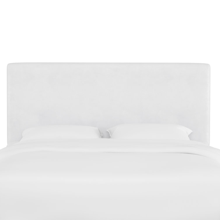 Classic White Velvet Upholstered Queen Headboard