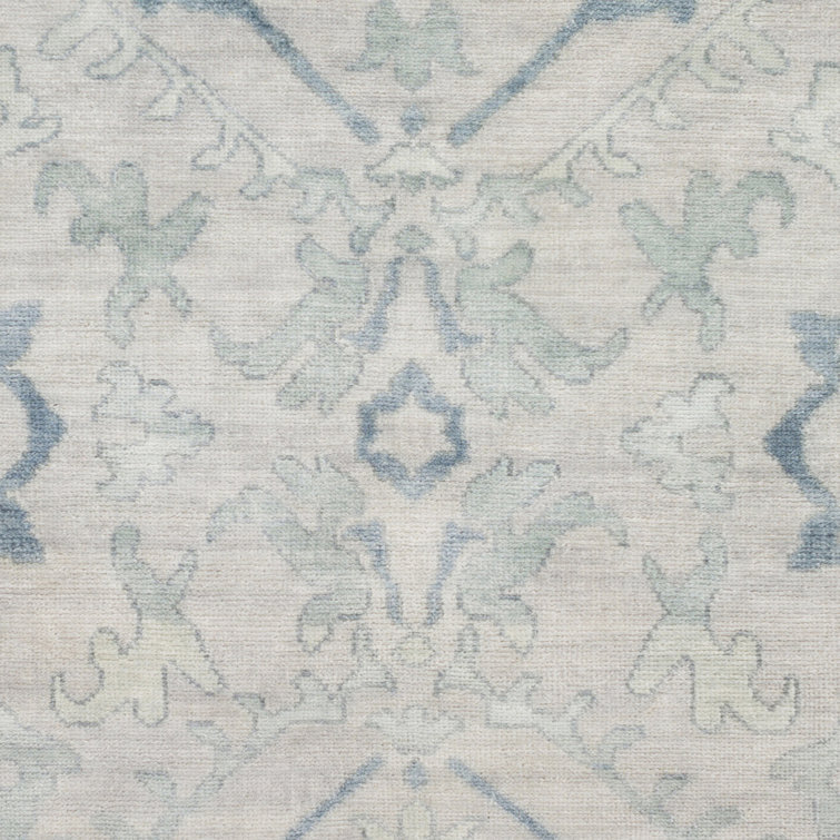 Blue Wool Hand-Knotted Floral 6' x 9' Area Rug