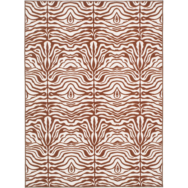 Metropolis Cream and Brown Animal Print Rectangular Rug