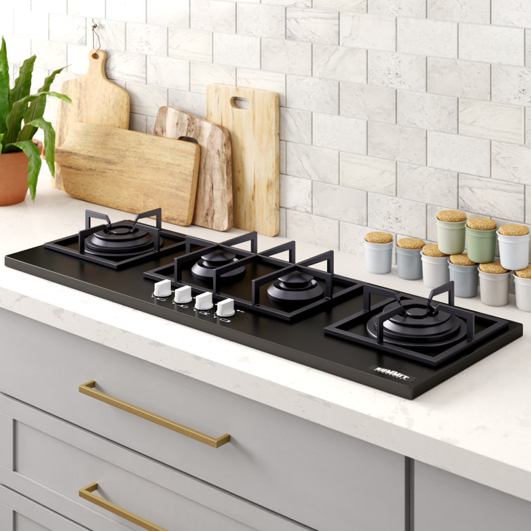 Summit 43'' Black Tempered Glass 4-Burner Gas Cooktop