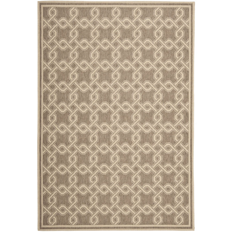 Handmade Brown and Creme Geometric Tufted Rug
