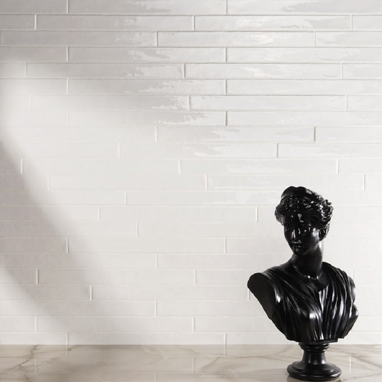 Nantucket 2" x 20" White Polished Ceramic Subway Wall Tile