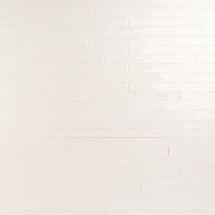 Nantucket 2" x 20" White Polished Ceramic Subway Wall Tile