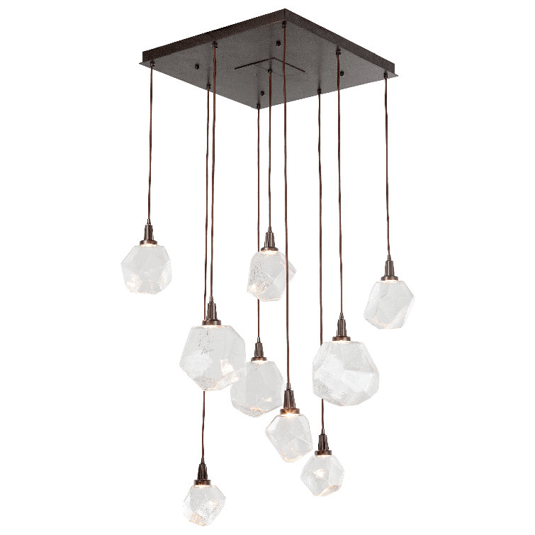 Gem 9-Light Flat Bronze LED Cluster Pendant with Clear Glass Shades