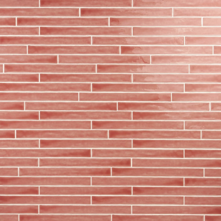 Charlotte Polished Pink Ceramic Subway Wall Tile 2" x 20"