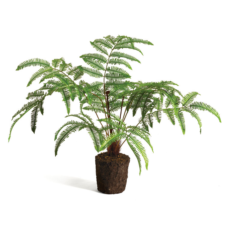 29.5" Tall Green Silk and Plastic Potted Fern