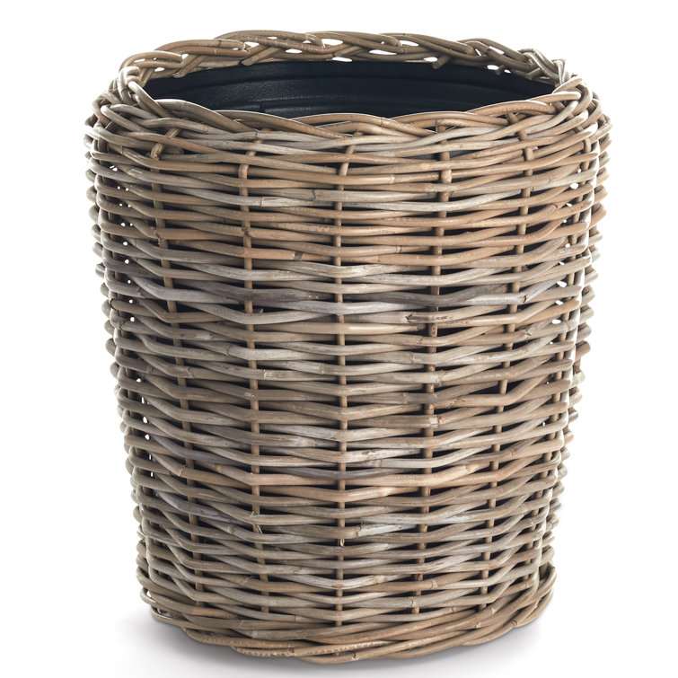 Natural Rattan Woven Planter with Plastic Pot 17.75"