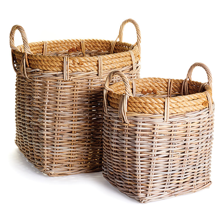 Large Natural Rattan Rope Storage Basket Set