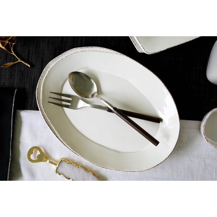 Gray Ceramic 18.5" Oval Serving Platter