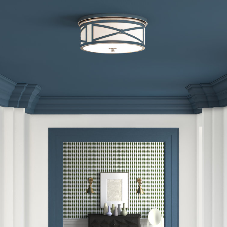 Elegant Drum Glass & Polished Nickel Flush Mount Light