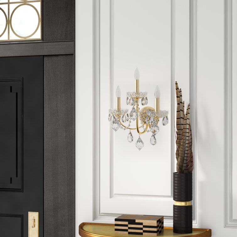 Heirloom Gold 13" Direct Wired Crystal Wall Sconce