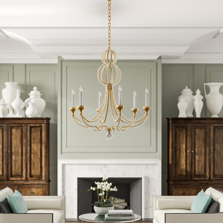 Venetian Silver 6-Light Chandelier with Crystal Accents