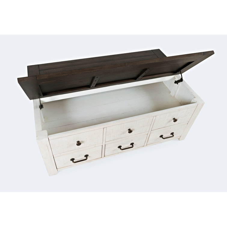 Rustic Reclaimed Pine 56" Vintage White Lift-Top Storage Coffee Table