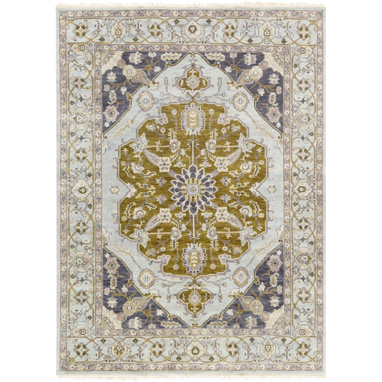 Large Multicolor Hand-Knotted Wool Floral Area Rug