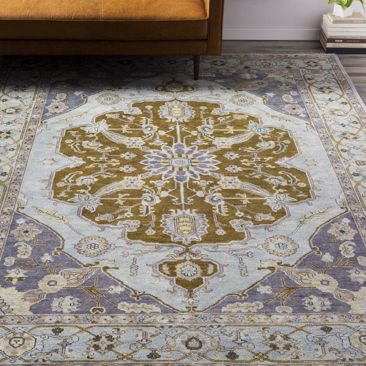 Large Multicolor Hand-Knotted Wool Floral Area Rug