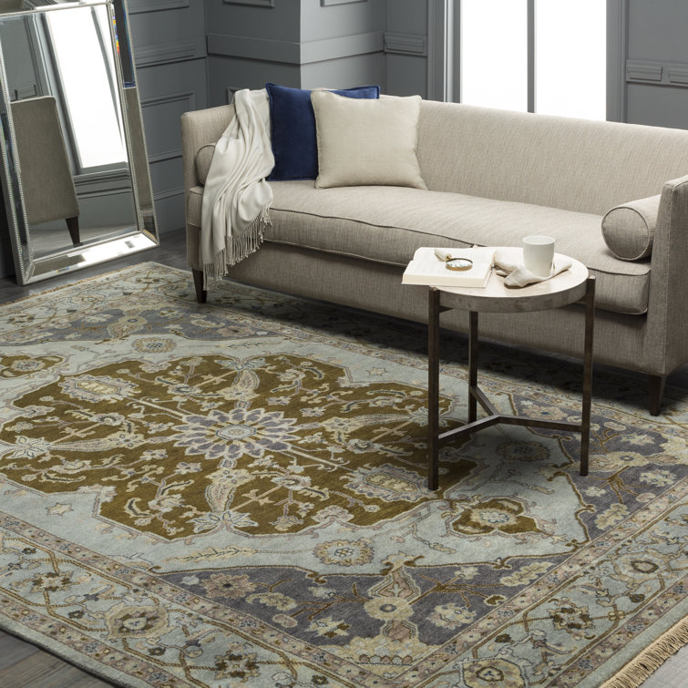 Large Multicolor Hand-Knotted Wool Floral Area Rug