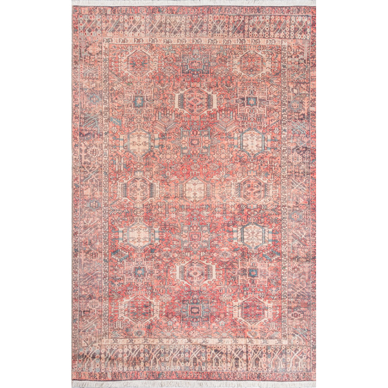 Conroy Red and Blue Stain-Resistant Synthetic Rug