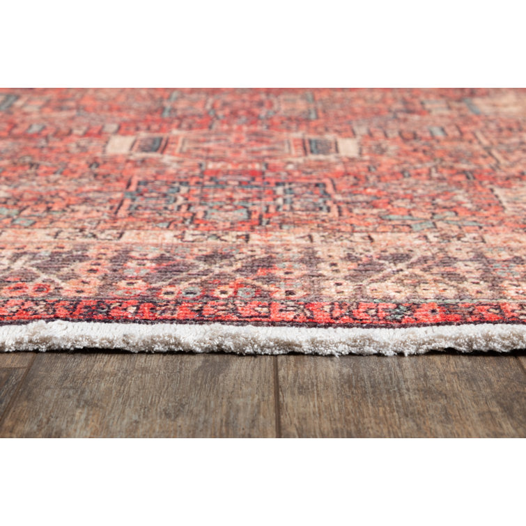 Conroy Red and Blue Stain-Resistant Synthetic Rug