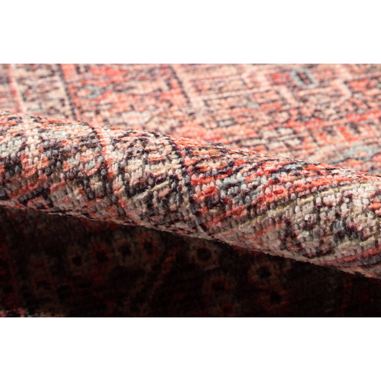 Conroy Red and Blue Stain-Resistant Synthetic Rug