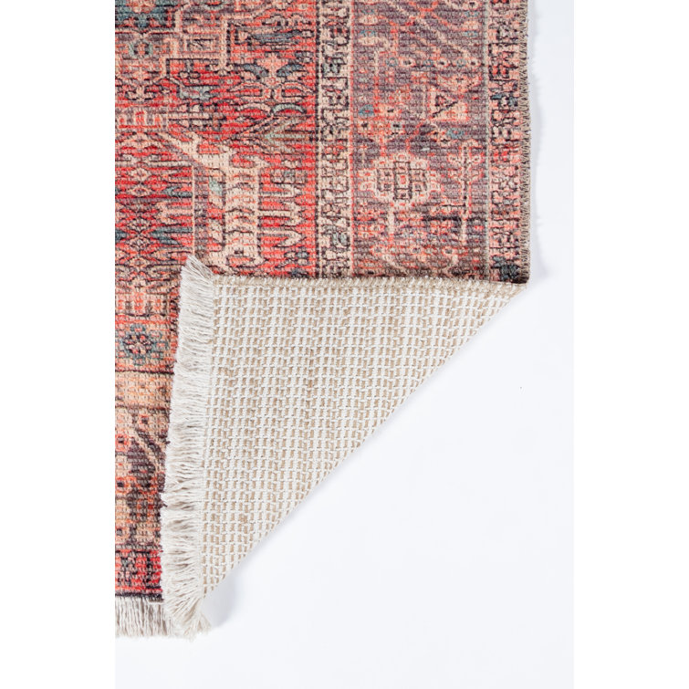 Conroy Red and Blue Stain-Resistant Synthetic Rug