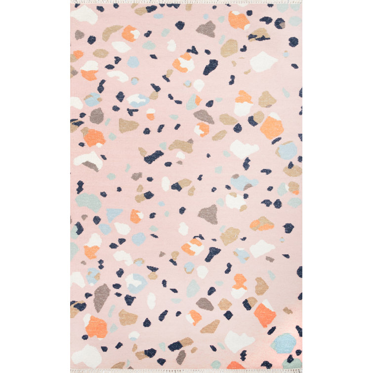 Handmade Abstract Dusty Pink Wool Blend 5' x 7' Area Rug