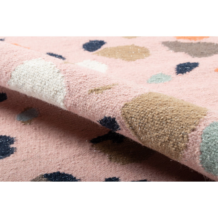 Handmade Abstract Dusty Pink Wool Blend 5' x 7' Area Rug