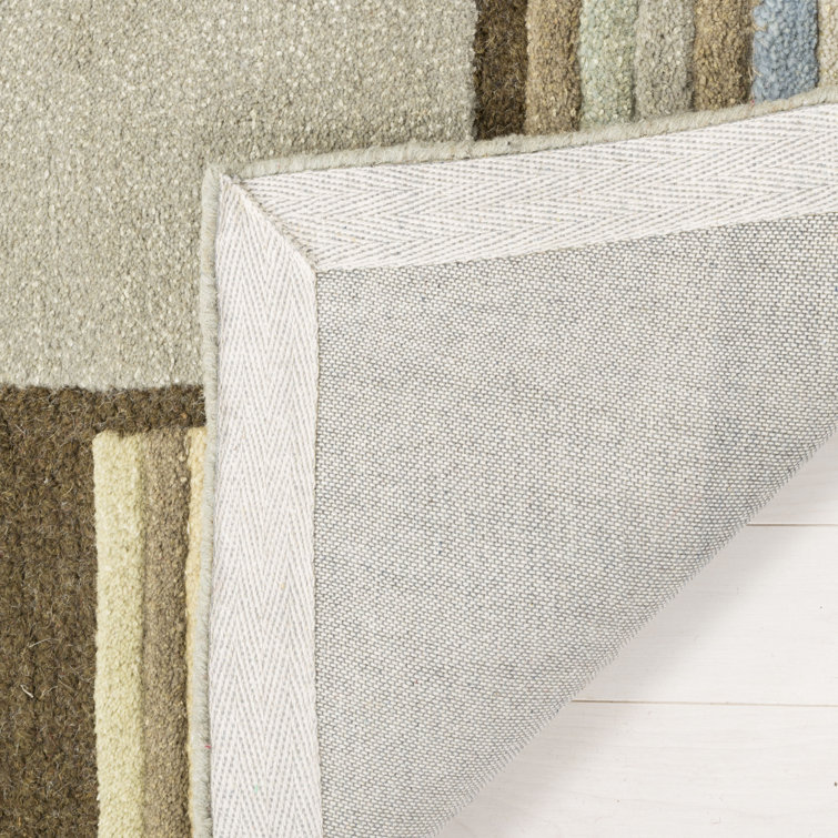 Tadpole Green Striped Wool and Viscose 5' x 8' Area Rug