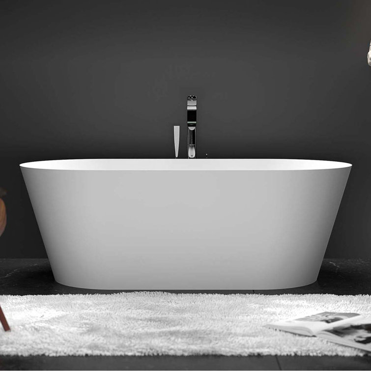 60'' White Acrylic Freestanding Modern Bathtub