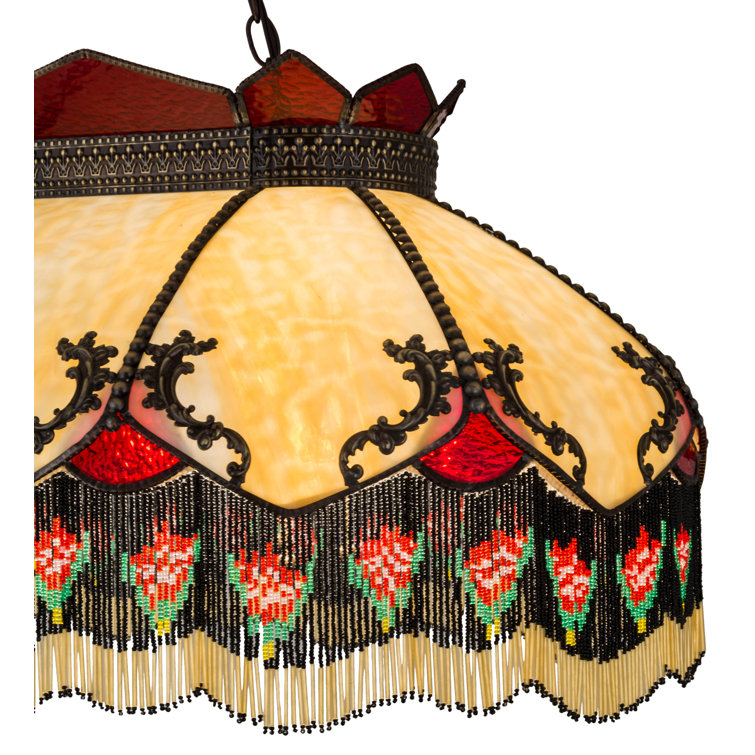 Isabella Honey Amber Glass and Brass 6-Light Pendant