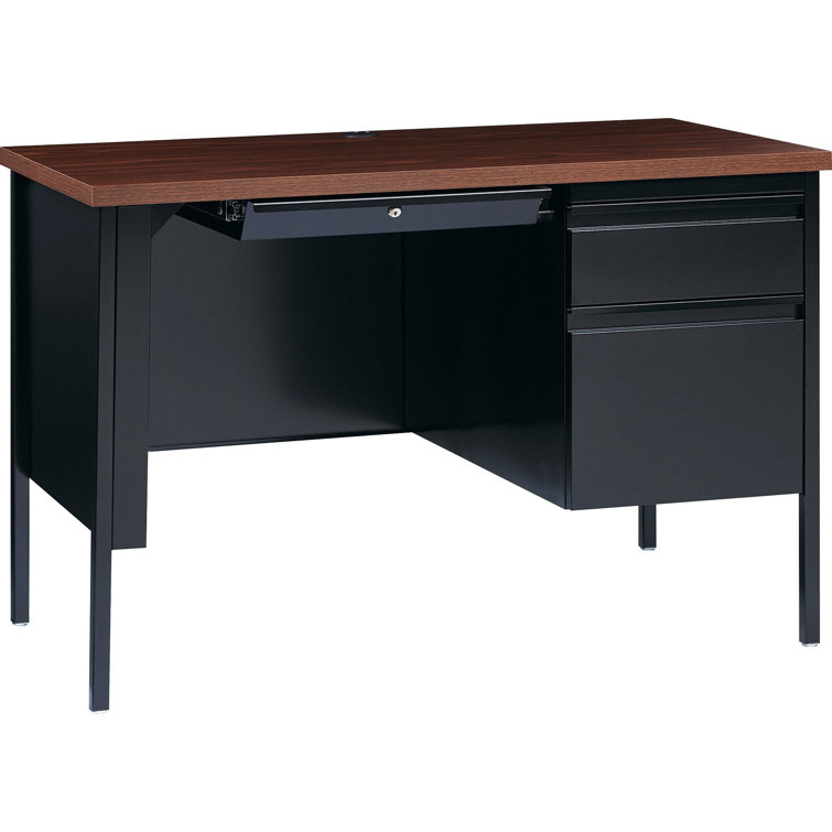 Executive Black 47" Desk with Drawer and Filing Cabinet